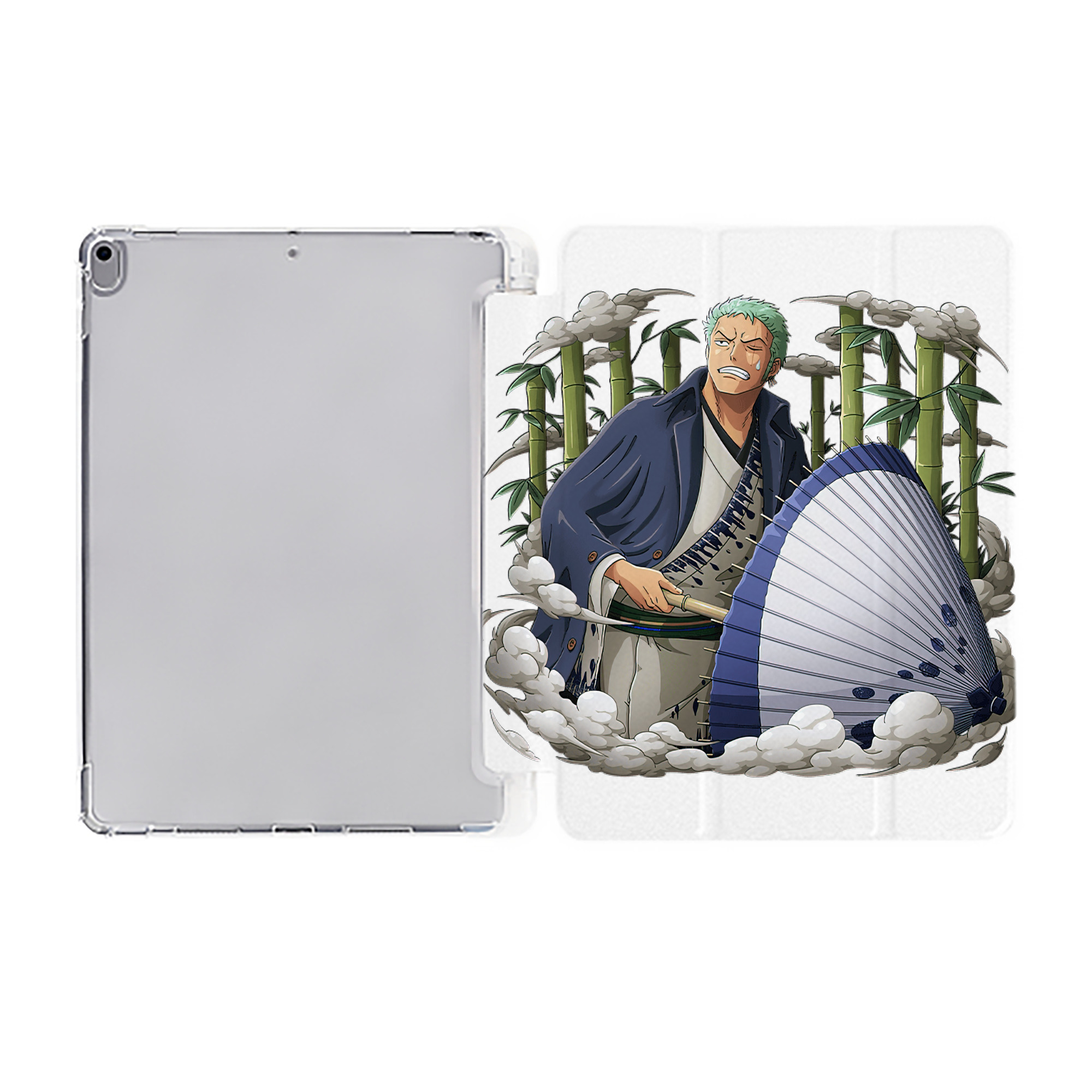 （画像用） ワンピース ロロノア・ゾロ ONE PIECE Roronoa Zoro IPad ケース ペン収納付き 三つ折りスタンド PUレザー×シリコン 対応機種9.5/10.5/10.9インチ